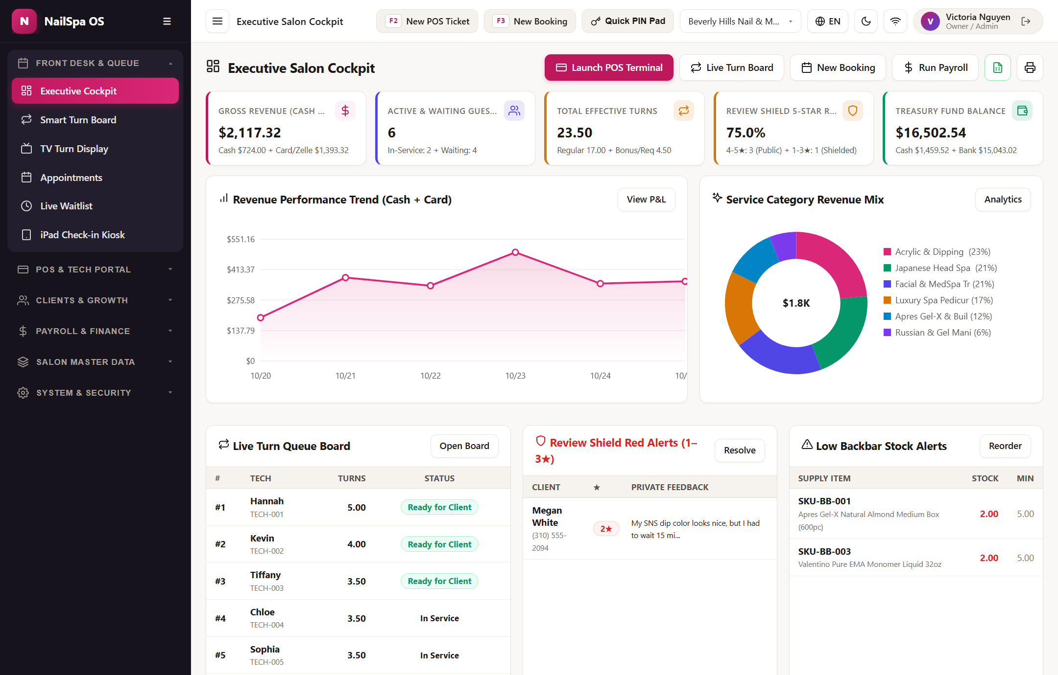 Executive Salon Cockpit Production UI